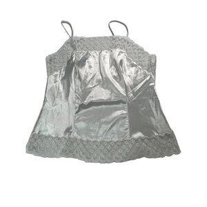 Dynasty One Vintage 1980's White‎ Lace Detail Cami Camisole Tank Top Size Large